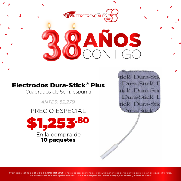 Electrodos Dura-Stick® Plus cuadrados de 5cm, espuma