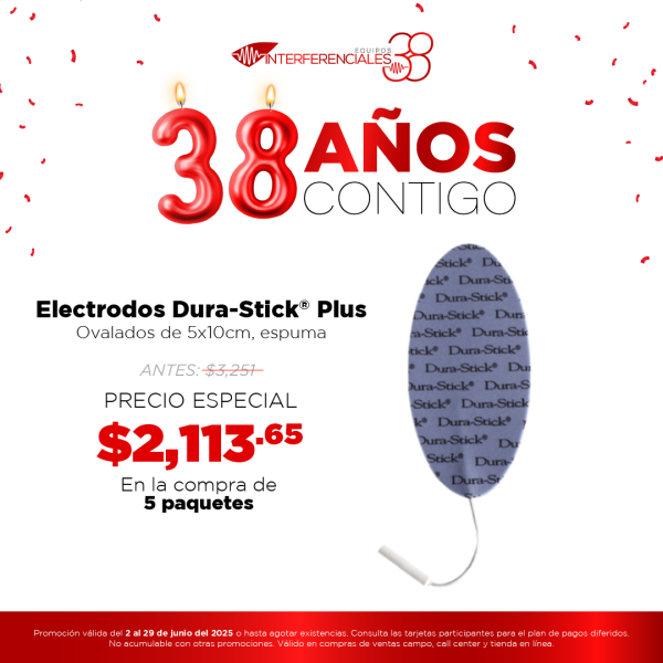 Electrodos Dura-Stick® Plus ovalados de 5x10cm, espuma